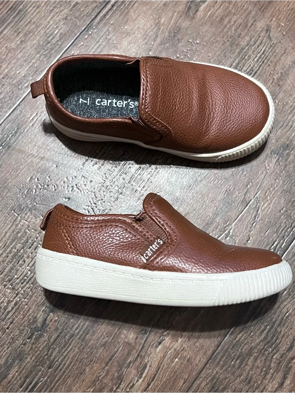 Carter's Brown Leather-Look Slip-On Sneakers for Kids